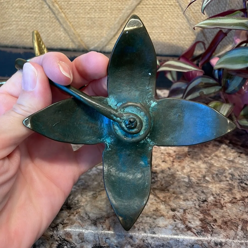 Brass hummingbird candleholder